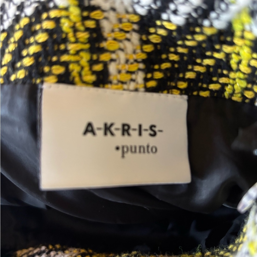 Akris Punto Tweed Knit Blouse and Skirt Set Yellow Black Plaid US 4 - Picture 9 of 15